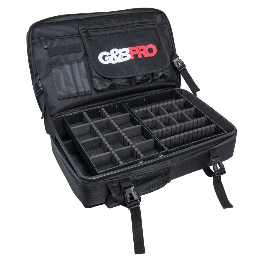 G&B PRO black full-size and OGB Reserves mobile barber workstation backpack