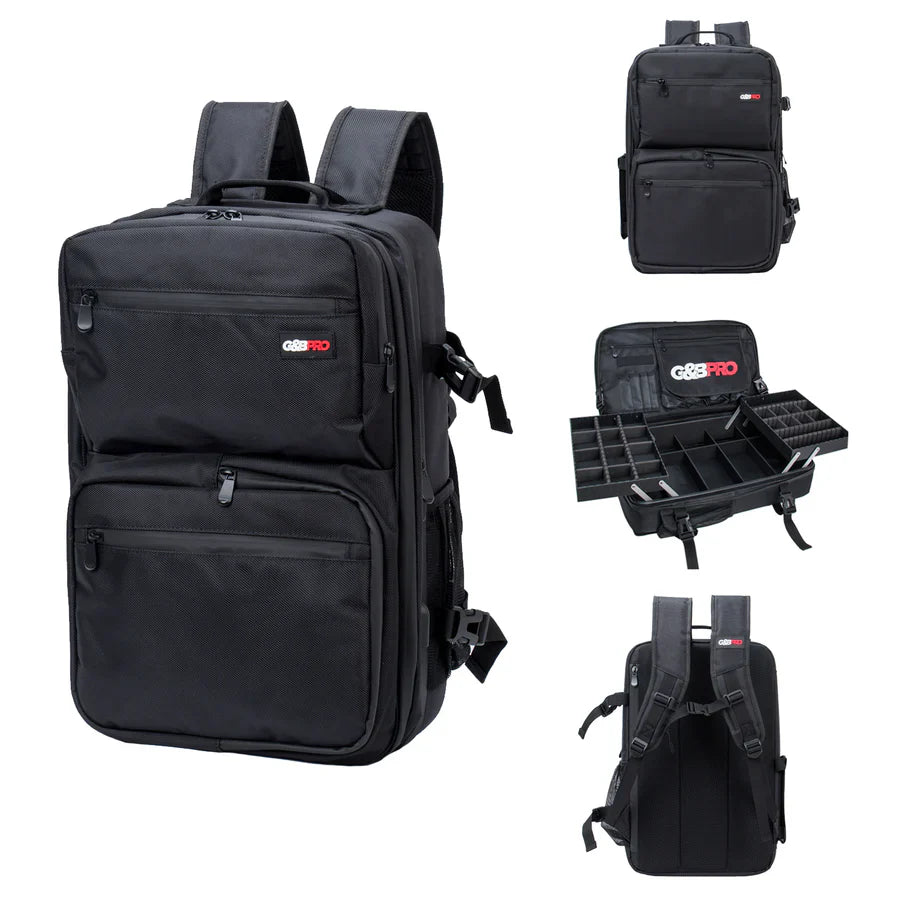 G&B PRO black full-size and OGB Reserves mobile barber workstation backpack