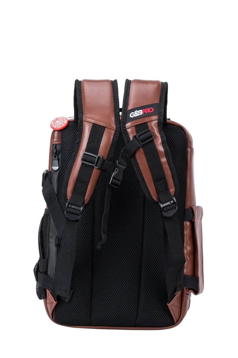 G&B Pro Premium Leather Mobile Station Brown Backpack