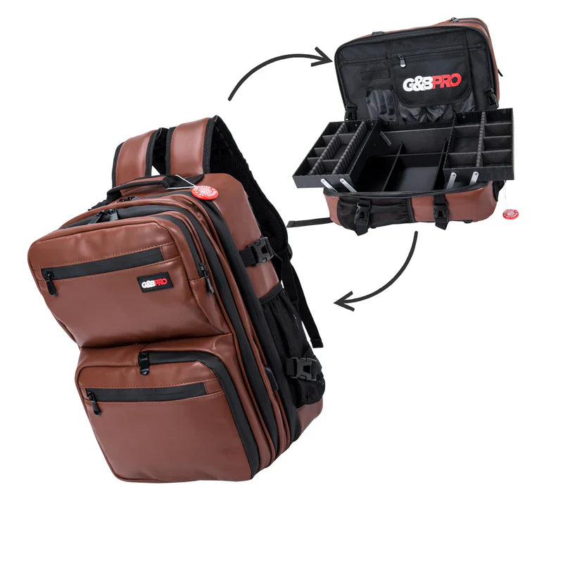 G&B Pro Premium Leather Mobile Station Brown Backpack