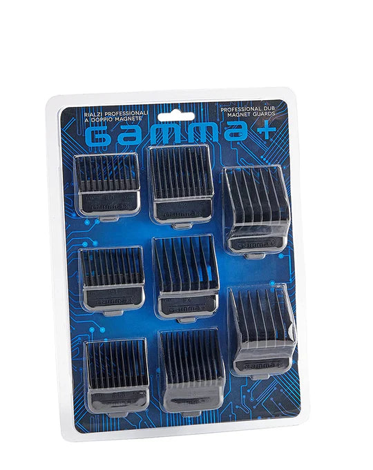 Gamma Double Magnetic Guards Black GPDMGB 8 Piece Clipper Guard Set