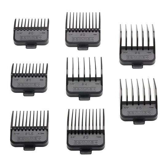 Gamma Double Magnetic Guards Black GPDMGB 8 Piece Clipper Guard Set