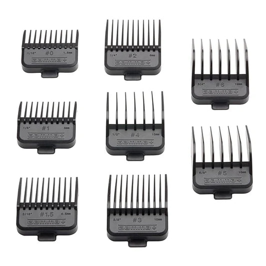 Gamma Double Magnetic Guards Black GPDMGB 8 Piece Clipper Guard Set