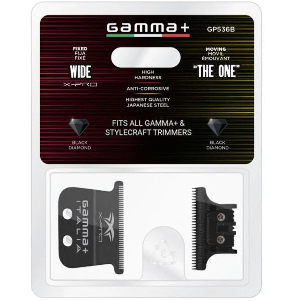 Gamma+ X-Pro Wide Blade with Cutter Black GP536B DLC deep tooth trimmer blade