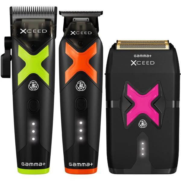 Gamma+ XCEED Professional Clipper, Trimmer & Shaver Trio – IN2 Vector Motor Set