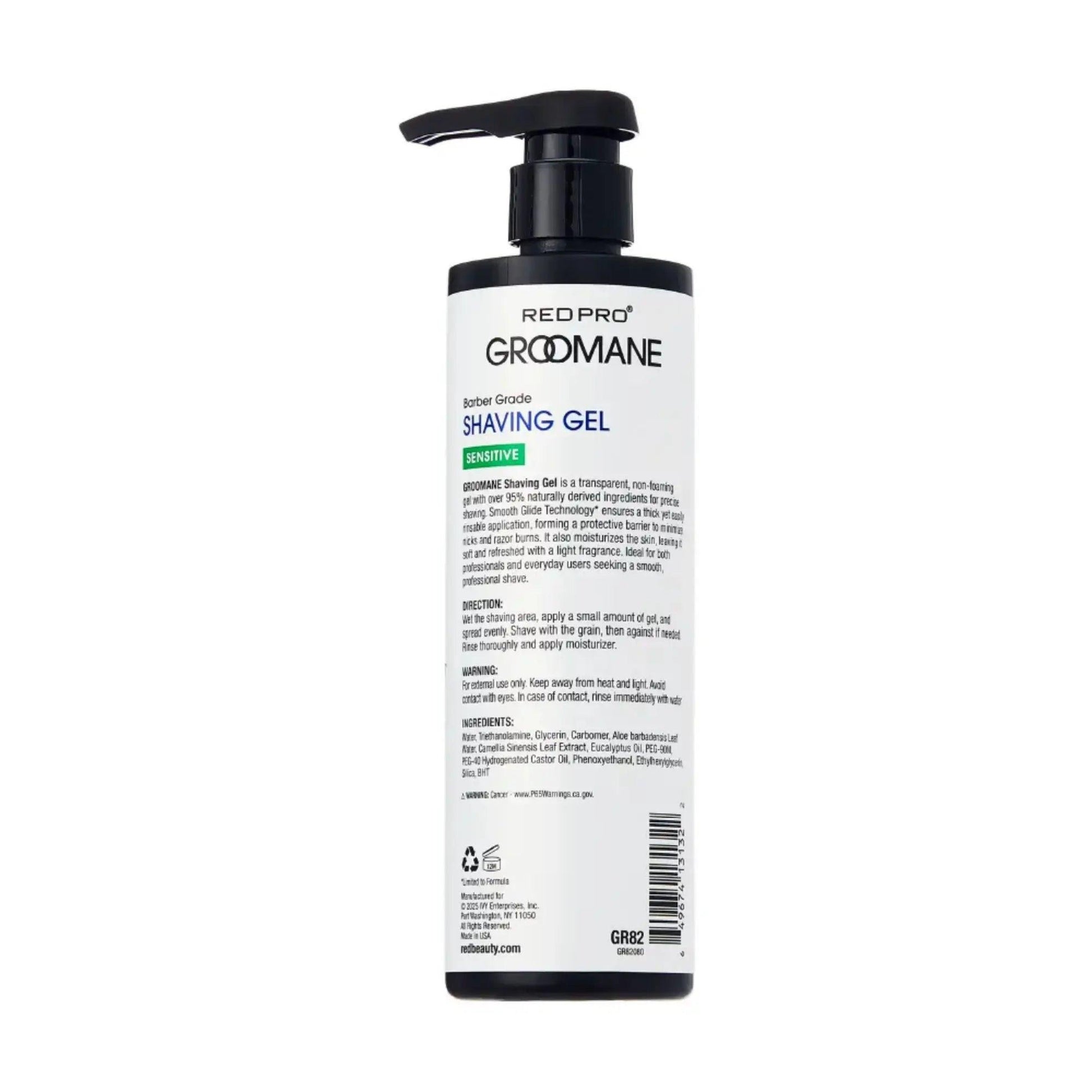 Groomane Sensitive Shaving Gel 16.9oz Clear Barber Shave Gel