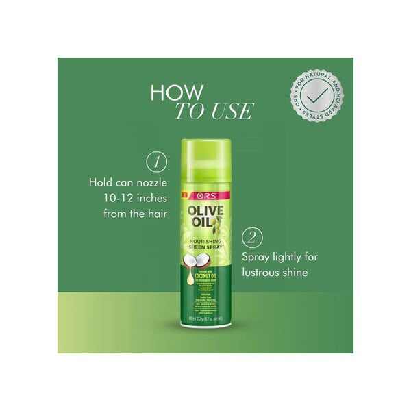 ORS OLIVE OIL NOURISHING SHEEN SPRAY 11.7 OZ infused with Coconut Oil