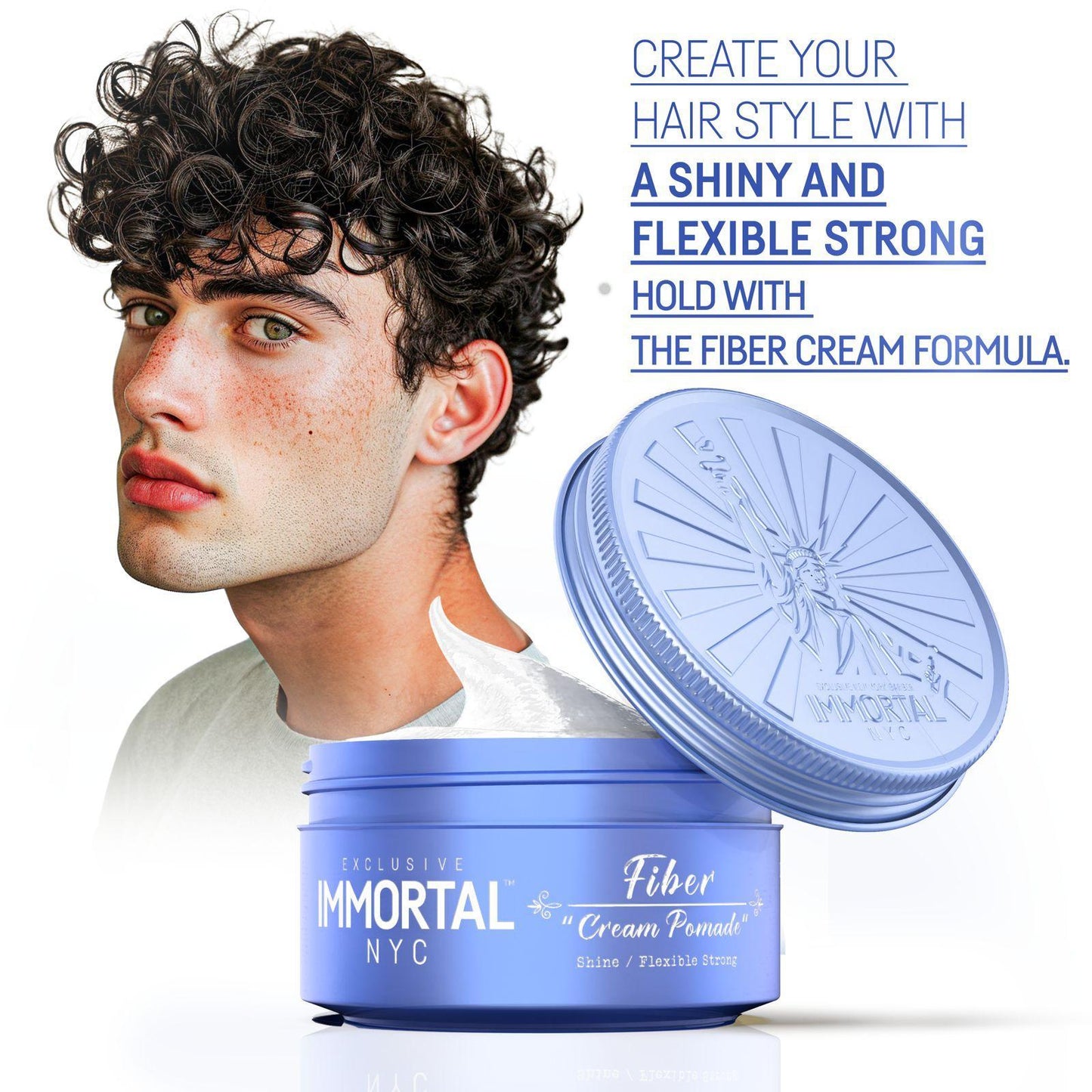 Immortal Fiber Cream Pomade Textured Hold Natural Finish Hair Styling Product....