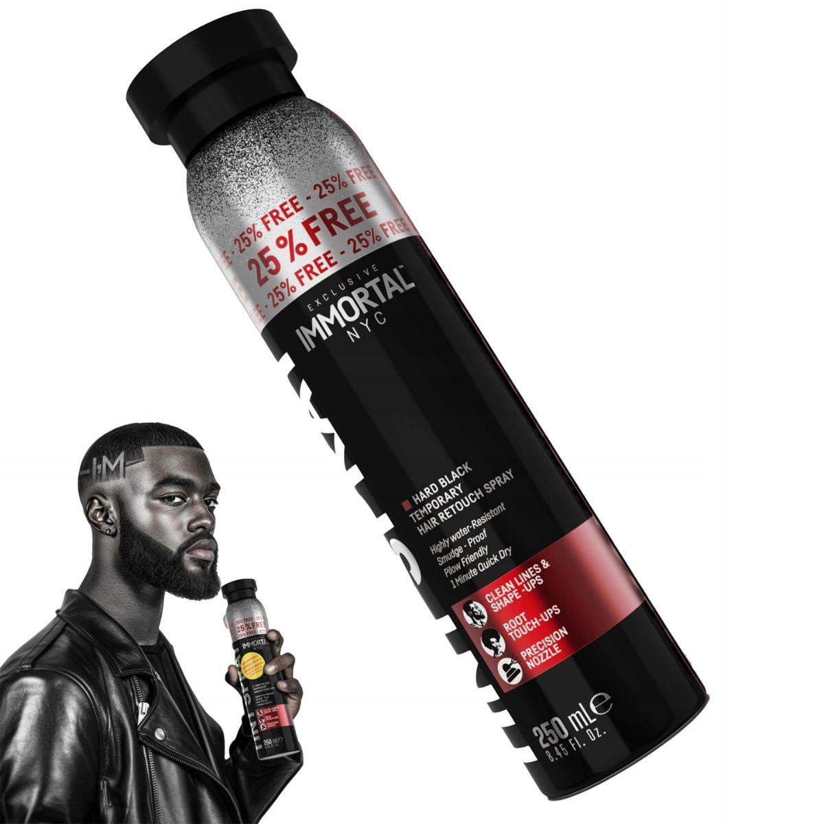 Immortal Hard Black Temporary Hair Enhancement Tint Spray 250ml