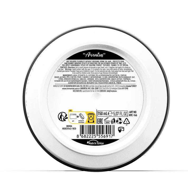 Immortal NYC Aventus Hair Wax 150ml Flexible Hold Natural Finish Styling Wax