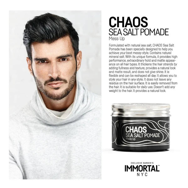 Immortal NYC Chaos Sea Salt Pomade 100ml Extra Strong Hold Matte Hair Pomade