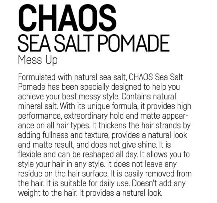 Immortal NYC Chaos Sea Salt Pomade 100ml Extra Strong Hold Matte Hair Pomade