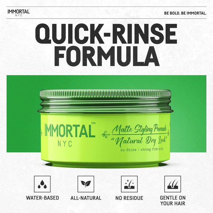 Immortal NYC Dry Matte Finish Pomade 150ml Strong Hold Matte Styling Pomade