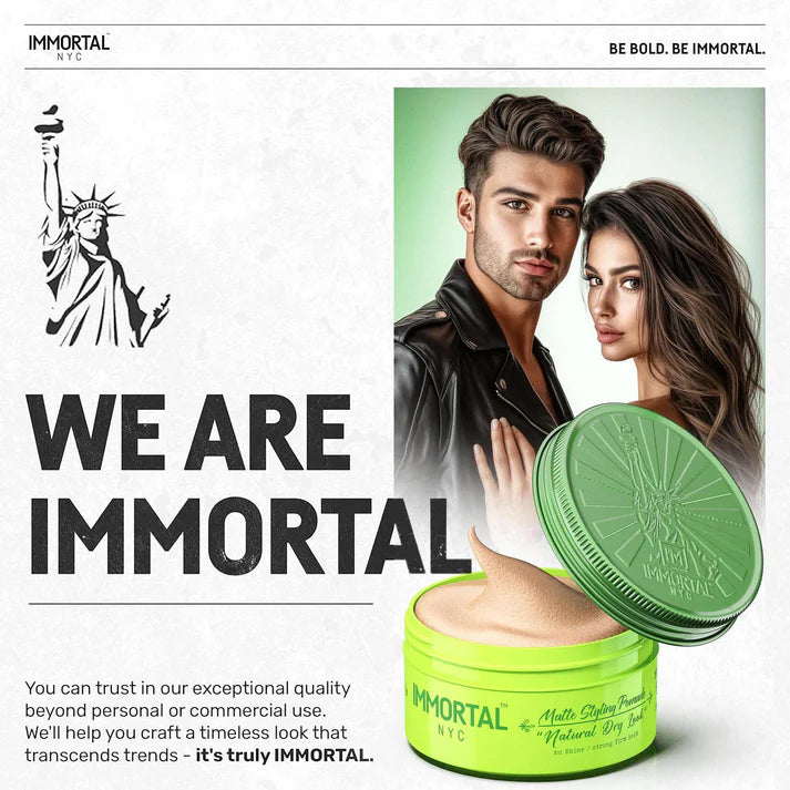 Immortal NYC Dry Matte Finish Pomade 150ml Strong Hold Matte Styling Pomade