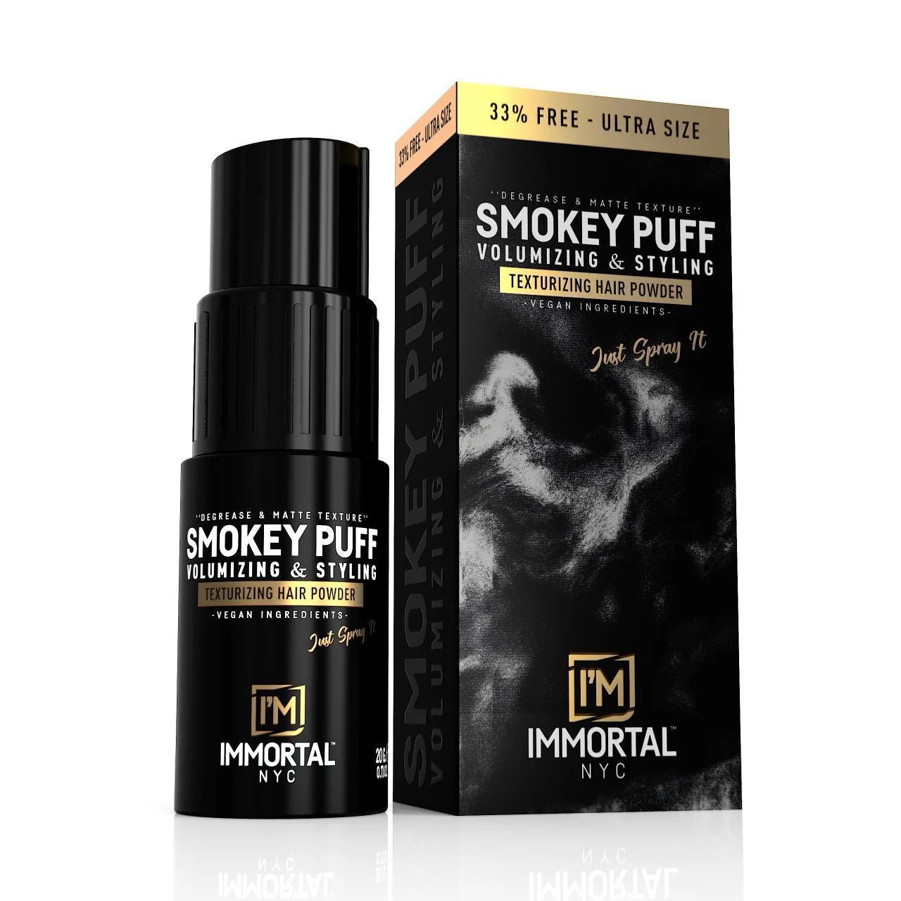 Immortal NYC Smokey Puff black styling powder spray matte volume