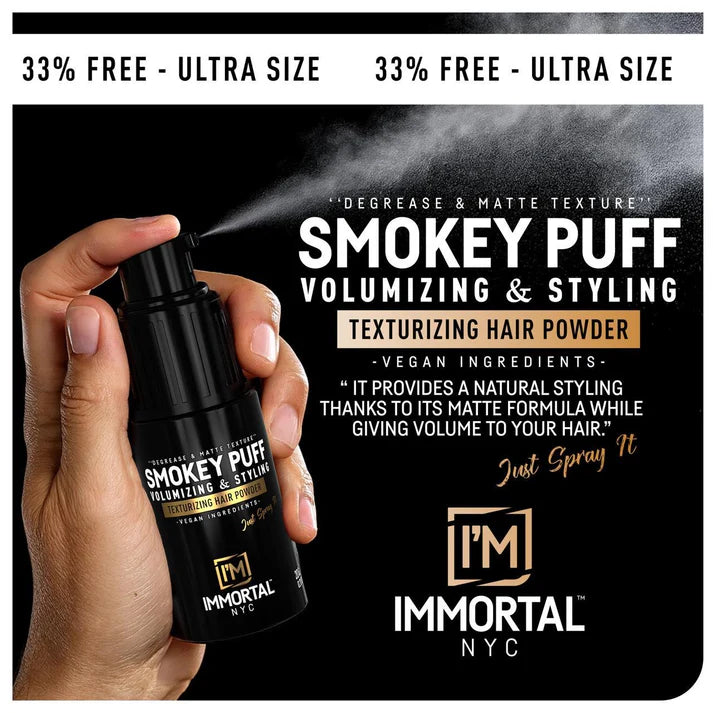 Immortal NYC Smokey Puff black styling powder spray matte volume