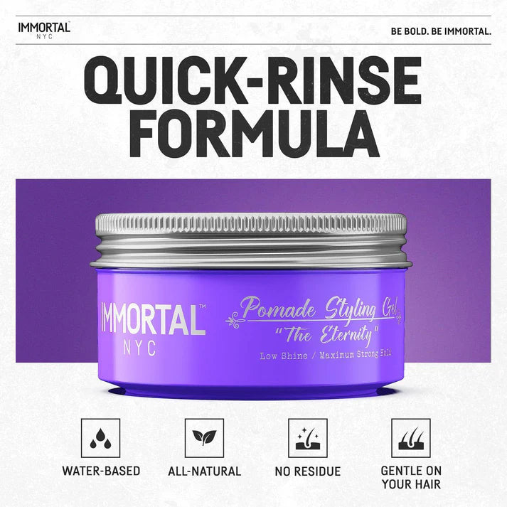 Immortal NYC The Eternity Pomade Gel 150ml High Hold Water-Based Hair Styling Pomade
