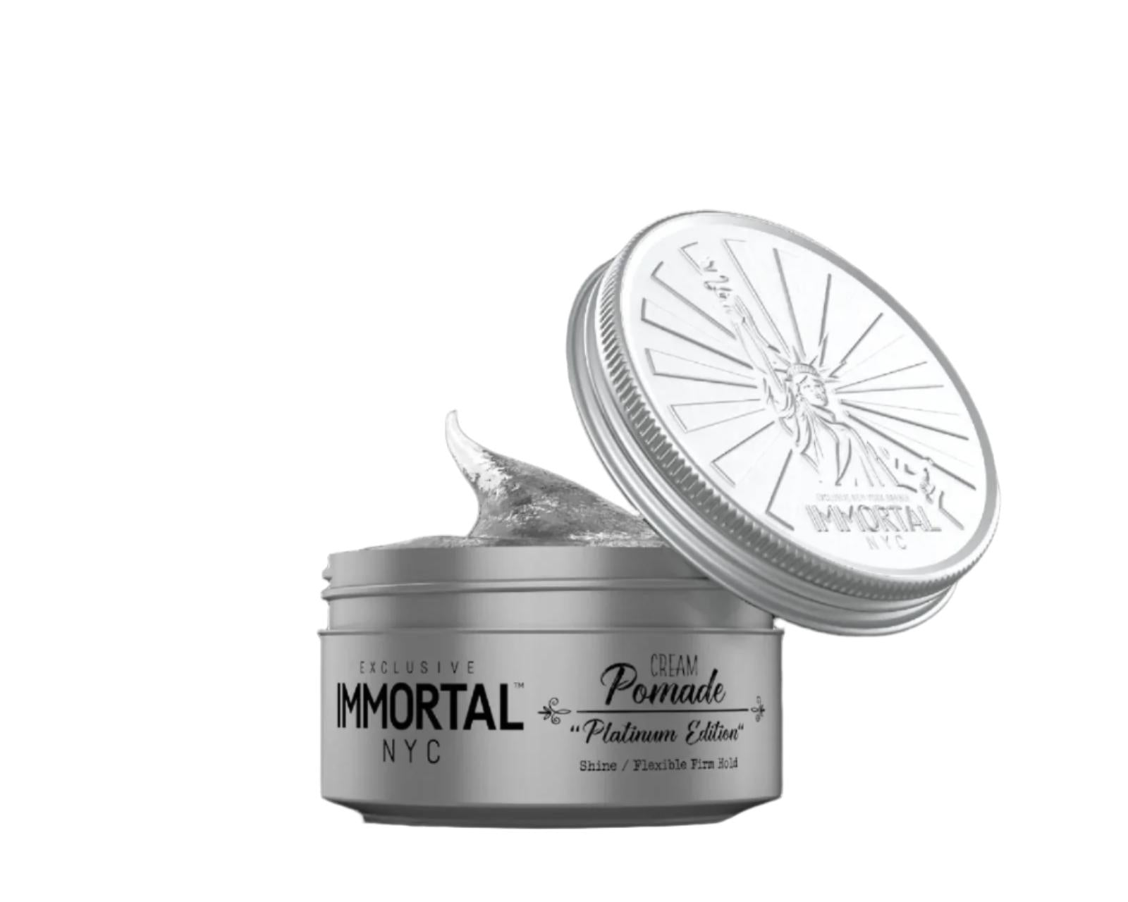 Immortal Platinum Edition Cream Pomade Natural Shine Hair Styling Product..