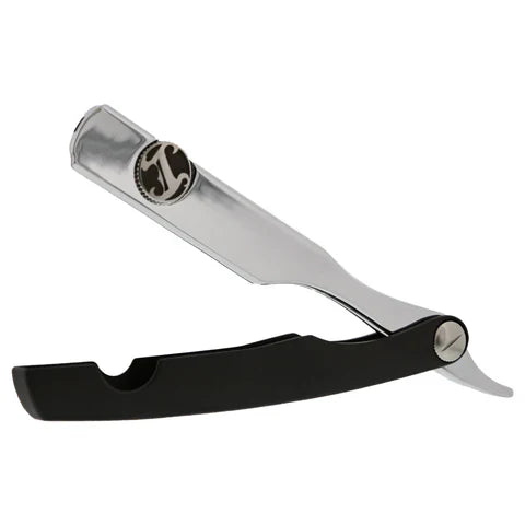 Irving Barber Chrome Black straight razor with Cerakote finish
