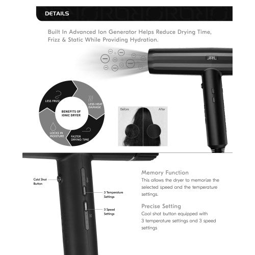 JRL Forte Pro Hair Dryer FP2020H Professional High-Speed Hair Dryer