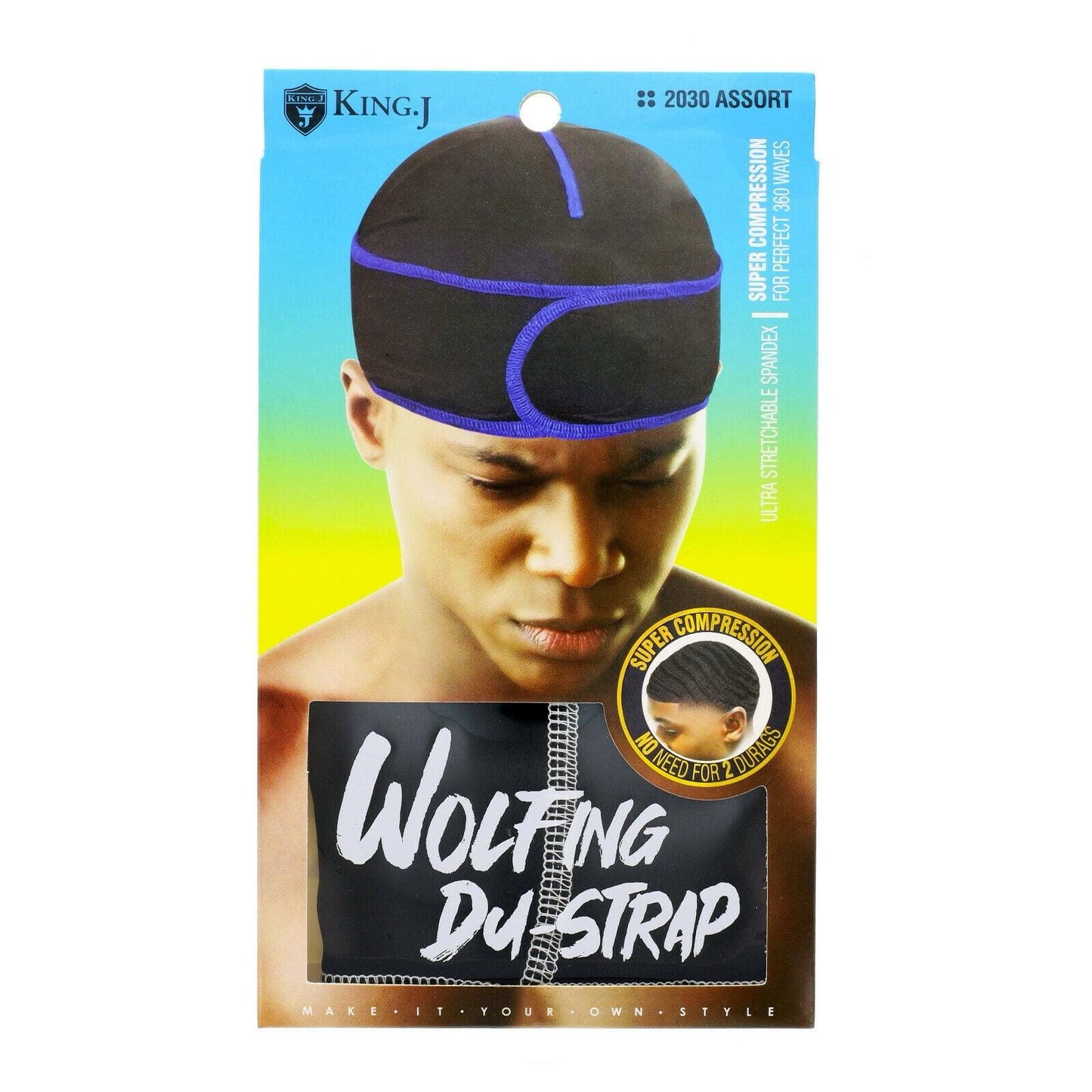 King J black no-string durag velcro wave cap