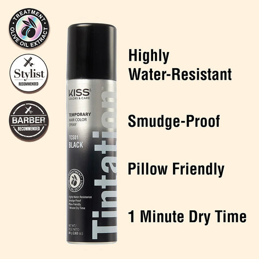 Kiss Tintation Temporary Hair Color Spray 2.82 oz - Darkest Brown