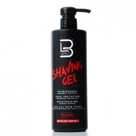 L3VEL3 Flame Shave Gel 500ml transparent barber shaving gel