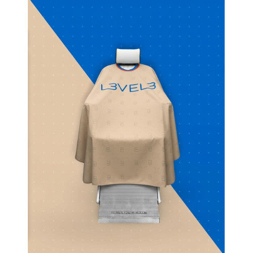 L3VEL3 Rubber Neck Barber Cape Beige/Red – Waterproof Cutting Cape