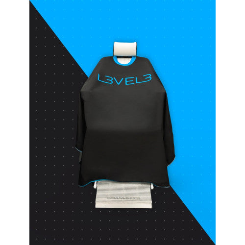 L3VEL3 Rubber Neck Barber Cape Black Blue Waterproof Cutting Cape