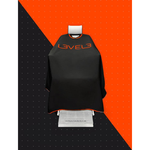 L3VEL3 Rubber Neck Barber Cape Black Red Waterproof Cutting Cape