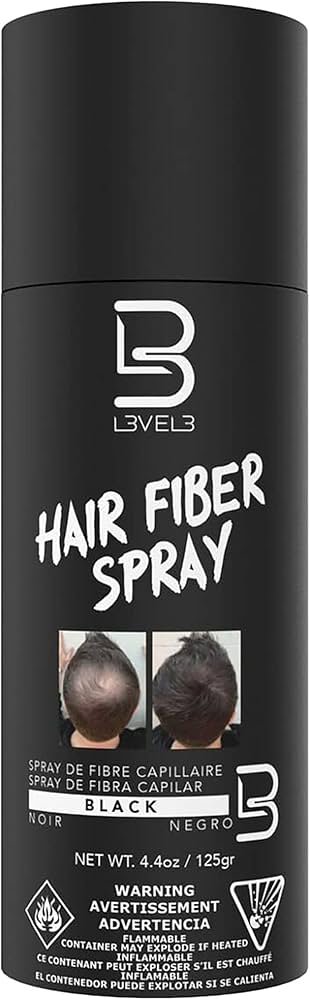 L3VEL3 Hair Fiber Spray Black 4.4oz – Instant Thicker Hair Look