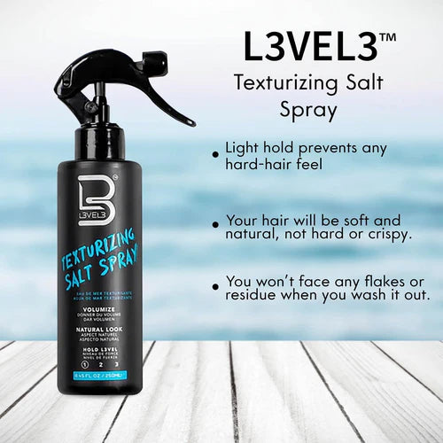 L3VEL3 Texturizing Sea Salt Spray – 250ml | Adds Texture, Volume & Natural Waves