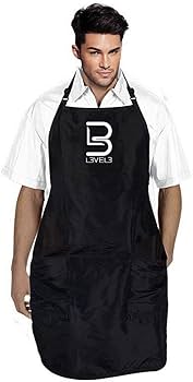L3VEL3 professional barber apron black hair-resistant nylon