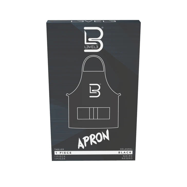 L3VEL3 professional barber apron black hair-resistant nylon