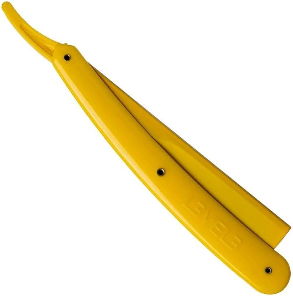 L3VEL3 straight razor holder yellow stainless steel barber razor