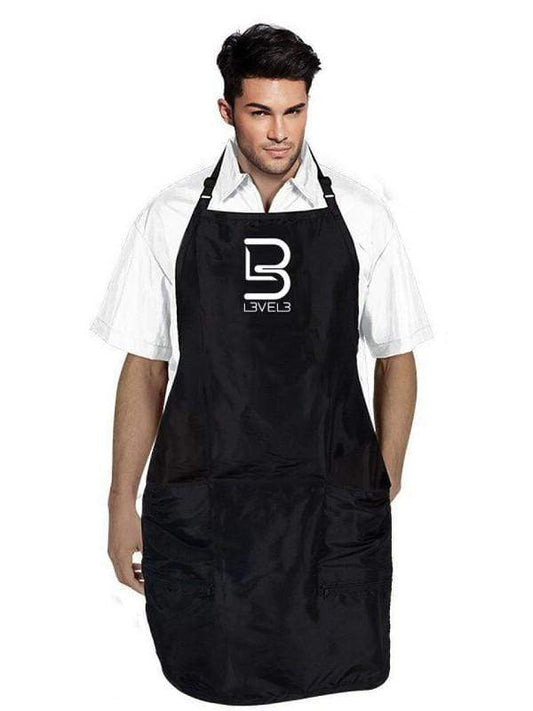 L3VEL3 professional barber apron black hair-resistant nylon