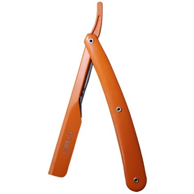 L3VEL3 straight razor holder orange stainless steel barber razor