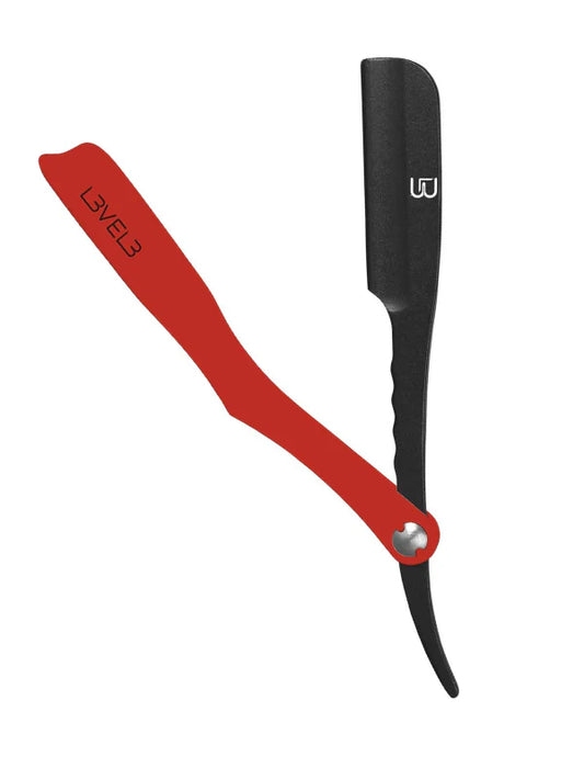 L3VEL3 straight razor holder red black stainless steel barber razor
