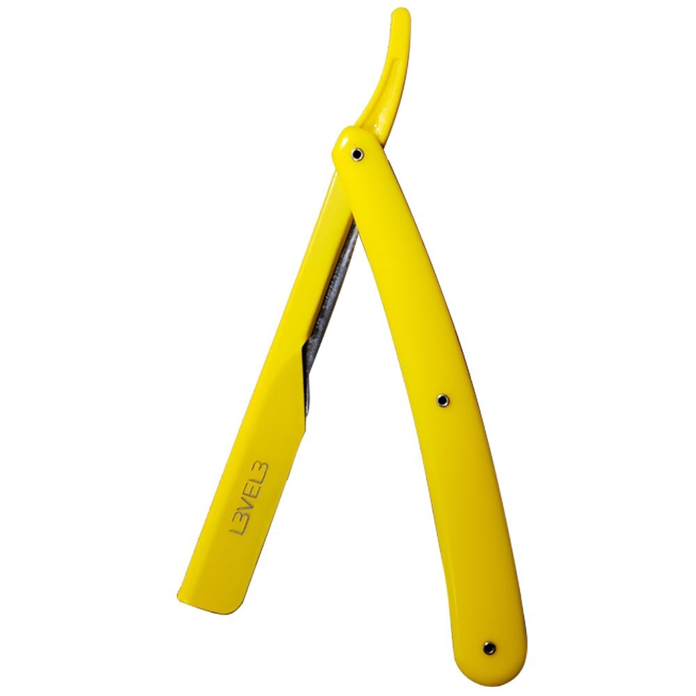 L3VEL3 straight razor holder yellow stainless steel barber razor