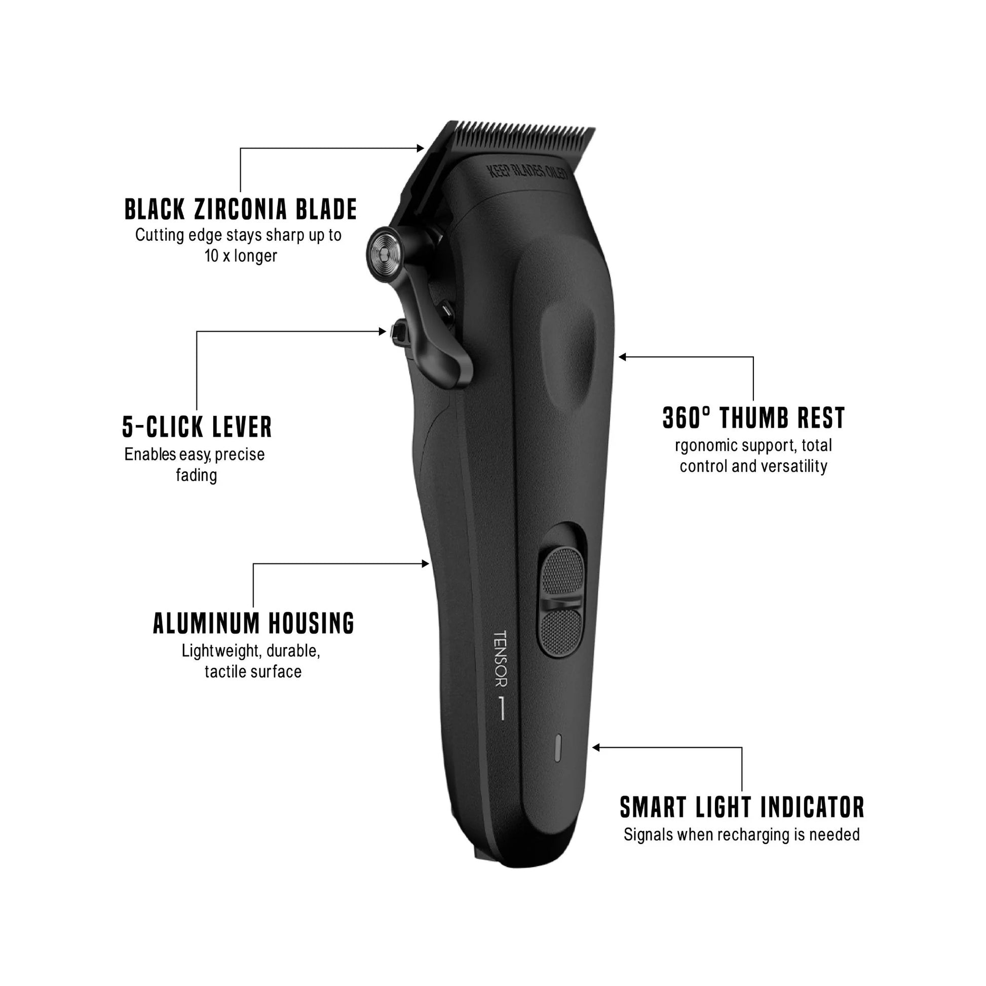 My Blades Tensor 1 AI-Powered Hair Clipper Black Edition zirconium DLC graphene blades