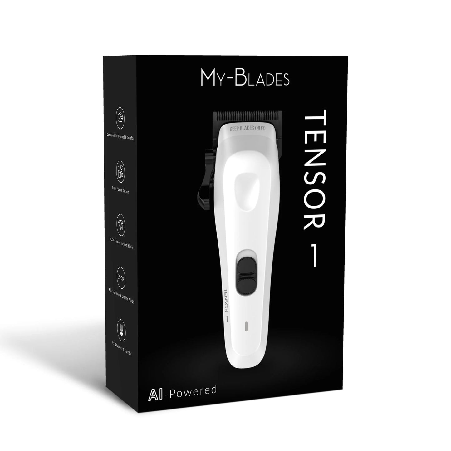 My Blades Tensor 1 AI-Powered Hair Clipper White Edition zirconium DLC graphene blades