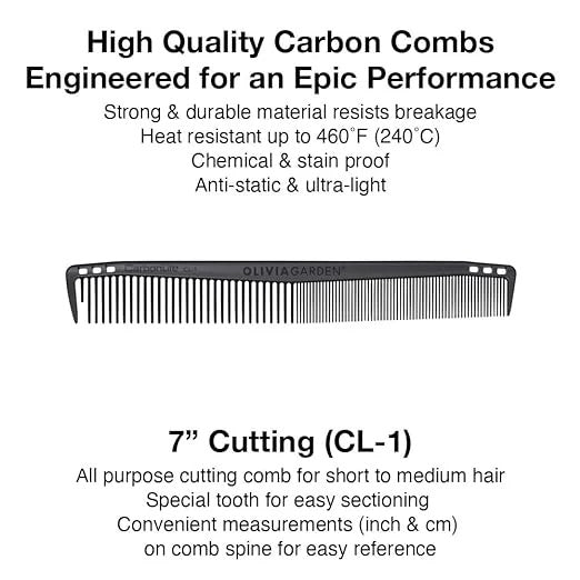 Olivia Garden CarbonLite CL-1 7 inch carbon cutting barber comb