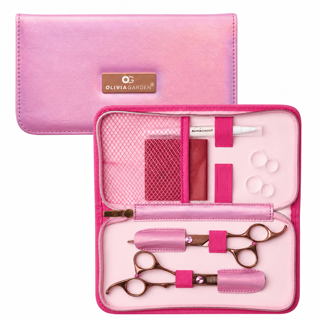 Olivia Garden SilkCut Breast Cancer Awareness 6.5  Shear & Thinner Kit SK C05P26