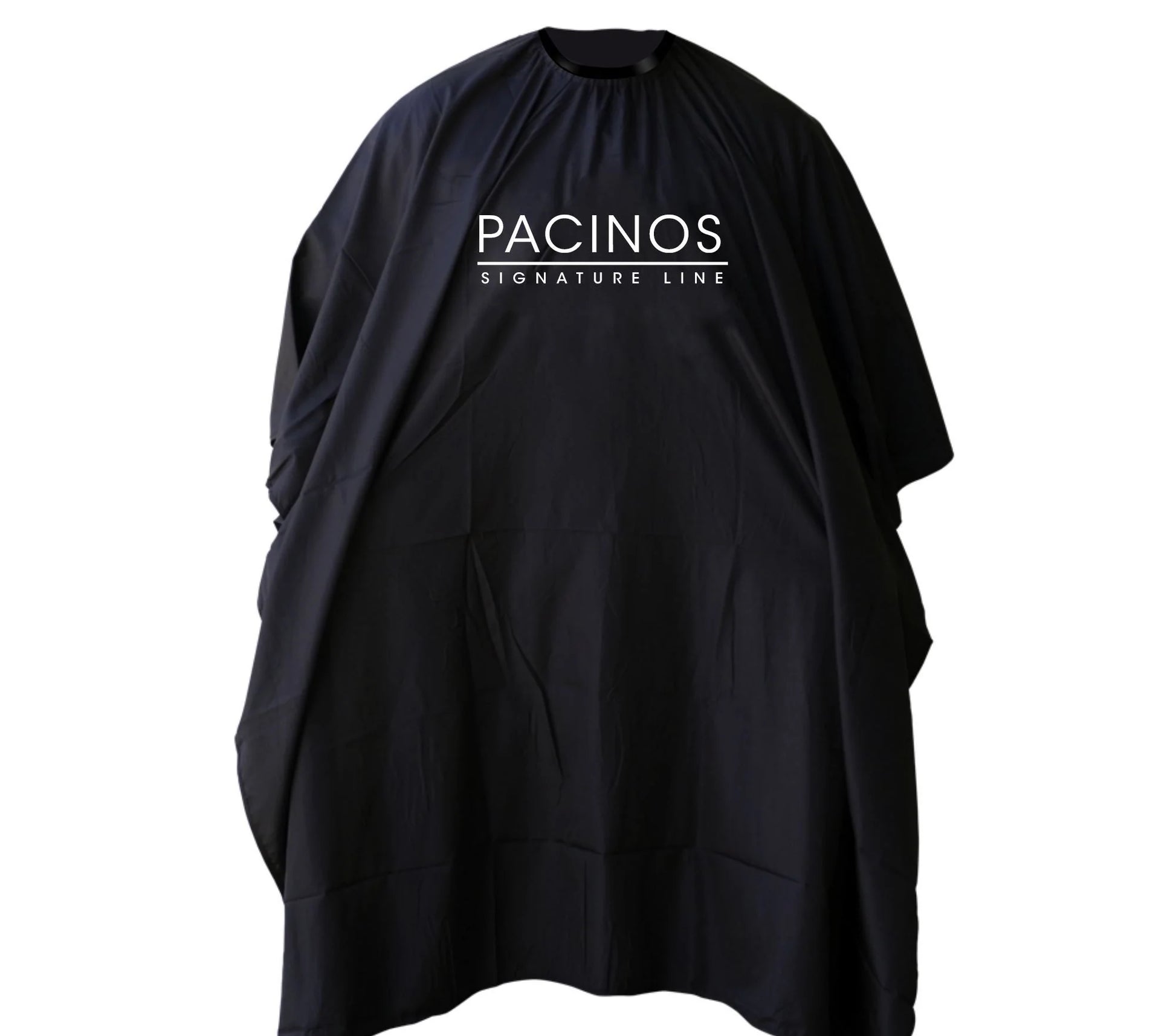 Pacinos Signature Line black barber cape silicone collar