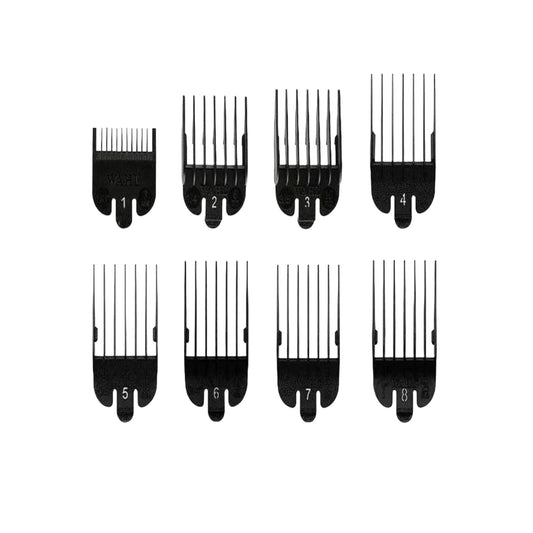 WAHL 8-PACK CODED CUTTING GUIDES COMBS BLACK #3170-500