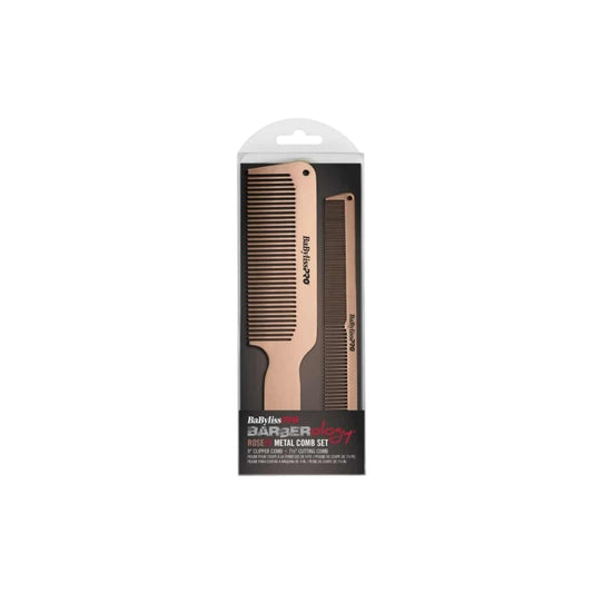 BabylissPro BARBERology RoseGoldFX Metal Comb Set #BCOMBSET2RG