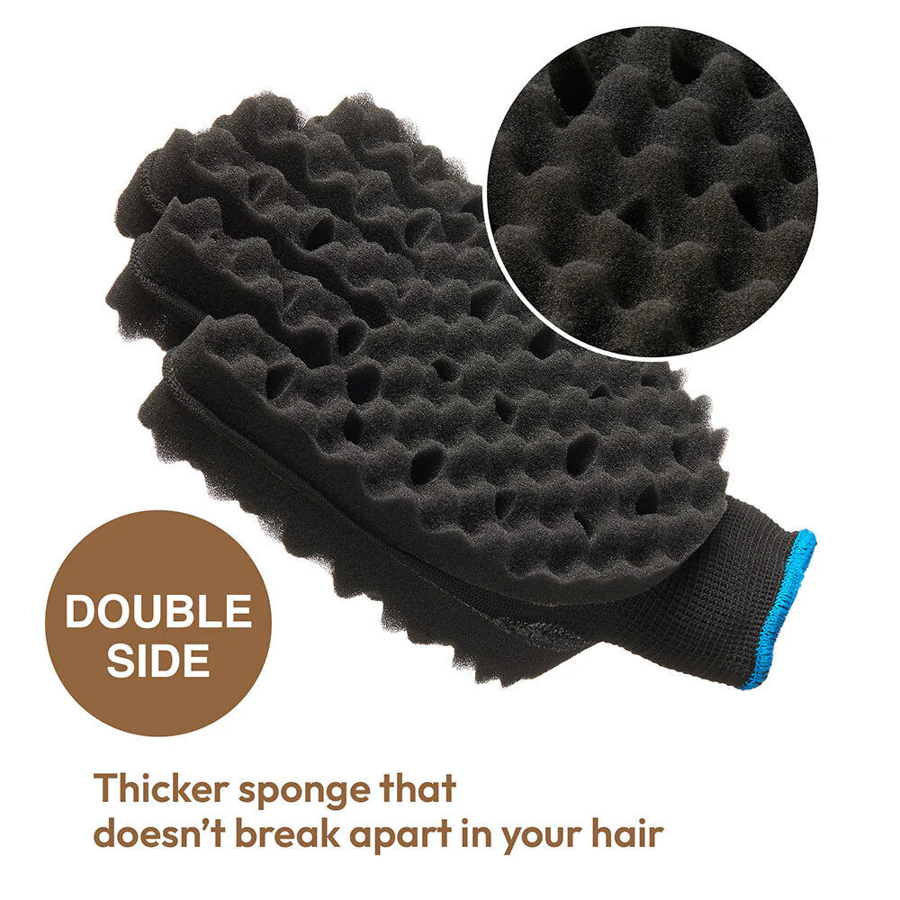 RED Twist Sponge Glove Dual-Sided TWS09 curved twist sponge for curls and coils