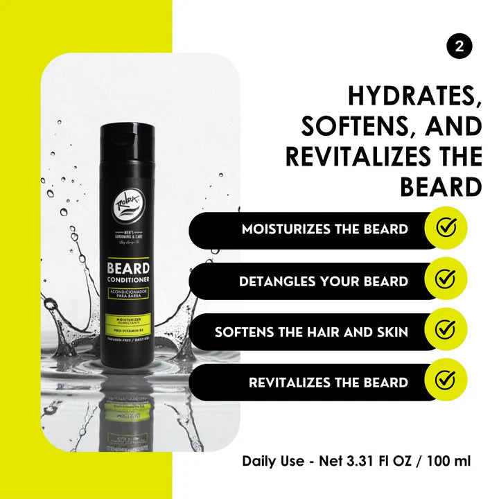 Rolda Beard Shampoo and Conditioner Clean Care Kit for Daily Beard Grooming