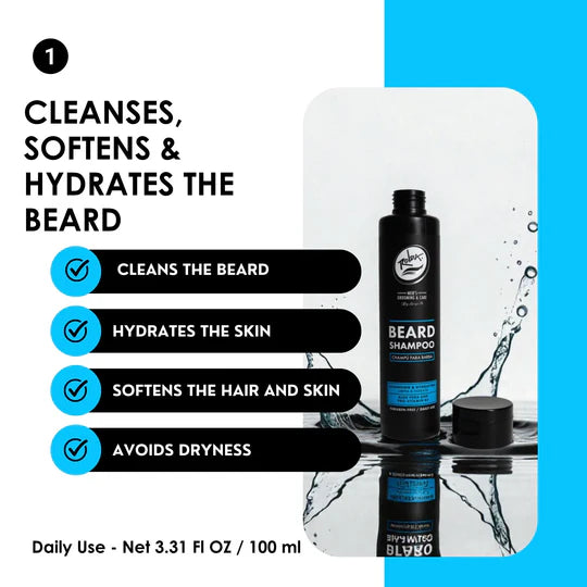 Rolda Beard Shampoo and Conditioner Clean Care Kit for Daily Beard Grooming