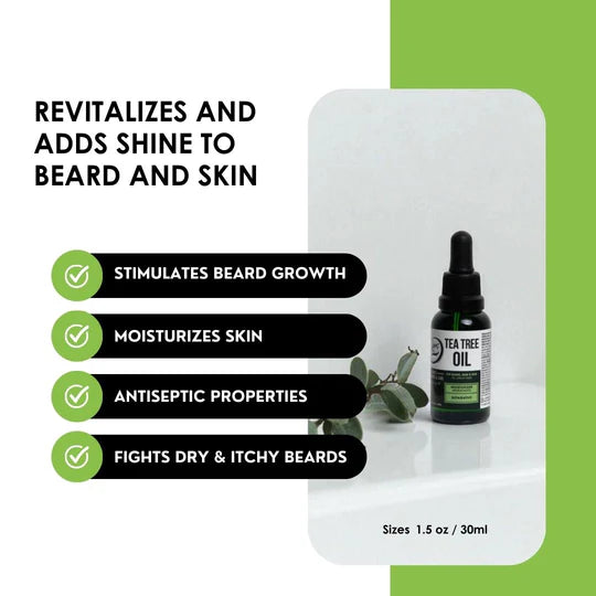 Rolda Tea Tree Beard Oil 1.05 oz for Sensitive Skin and Daily Beard Care